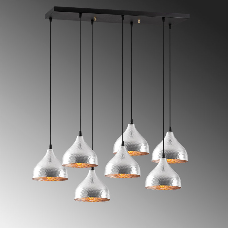 Manitowoc 7 - Light Black Kitchen Island Pendant, Silver