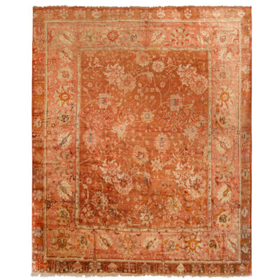 One-of-a-Kind 10'7" x 11'9" Before 1900 Rectangle Hemp and Wool Area Rug in