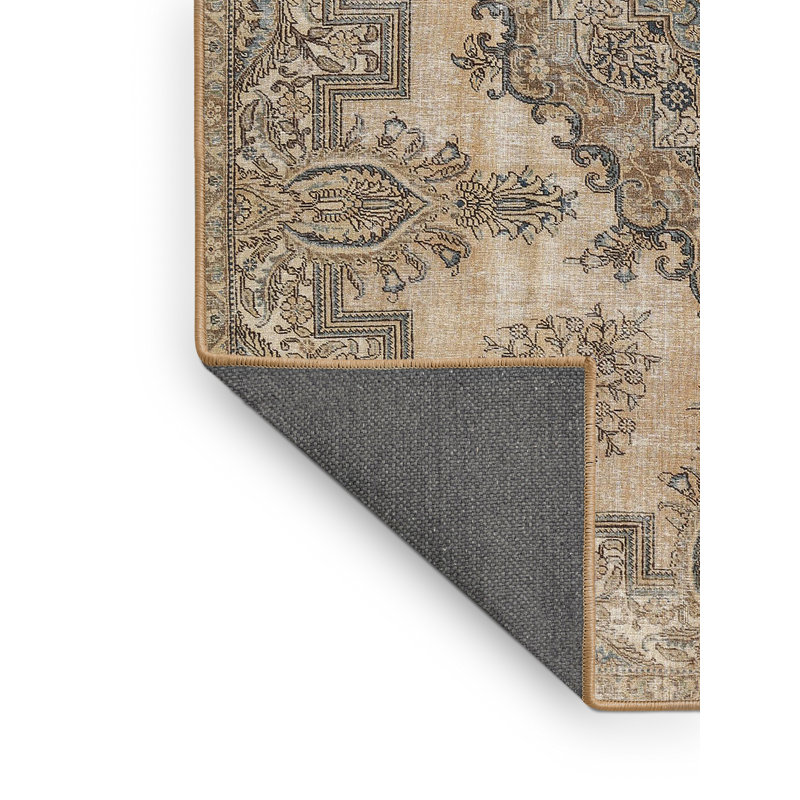 Laine tissée à la machine orientale/polyester beige/brun clair Tapis décoratif alixton, Rectangle 6 pi x 9 pi