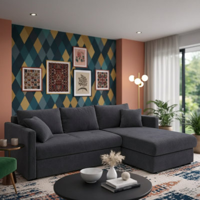  Orea Corner Sofa Bed with Large Sleeping Function and Double Storage Container 227x150cm Elegant Living Room