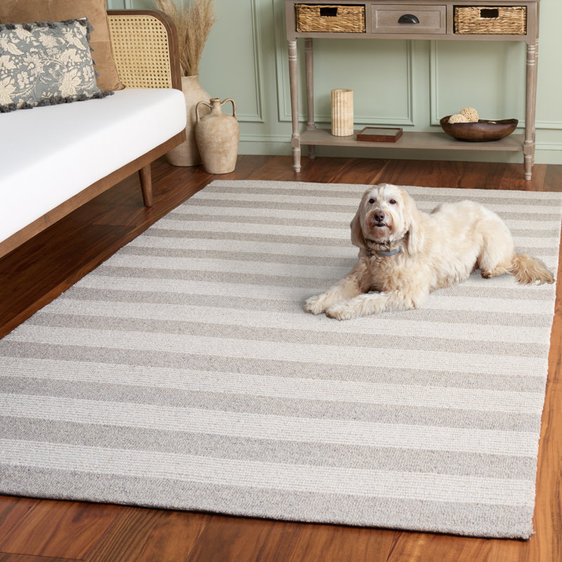 Pine 801 Hand Tufted Wool; Cotton; Latex Striped Rug in Beige/Ivory, Runner 2'3" x 8'