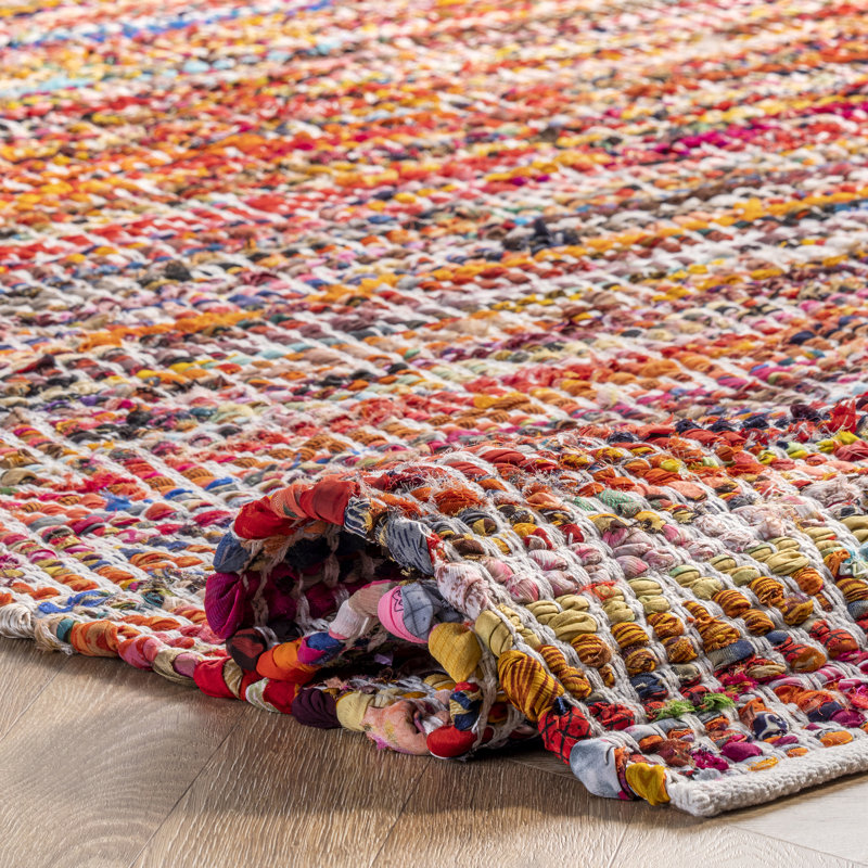 Jymere Handmade Tufted Chevron Red/ Multicolored Rug, Rectangle 9'6" x 13'6"