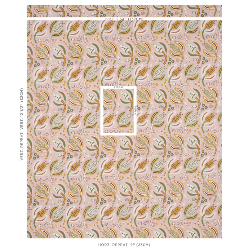 Malabar Vine Fabric, Blush