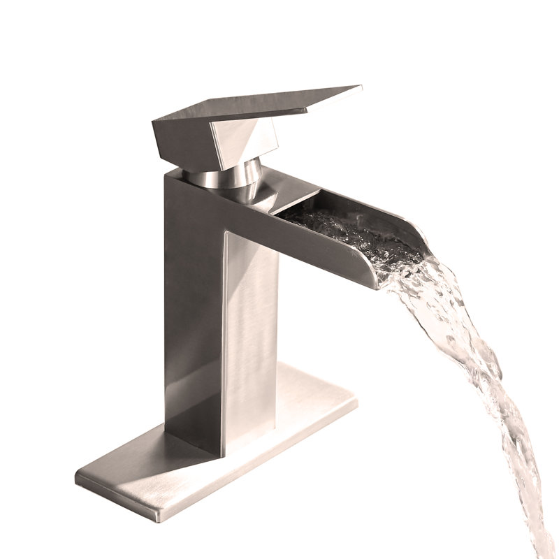 Robinet de lavabo de salle de bain à poignée simple 1 ou 3 trous avec plateforme, Nickel brossé