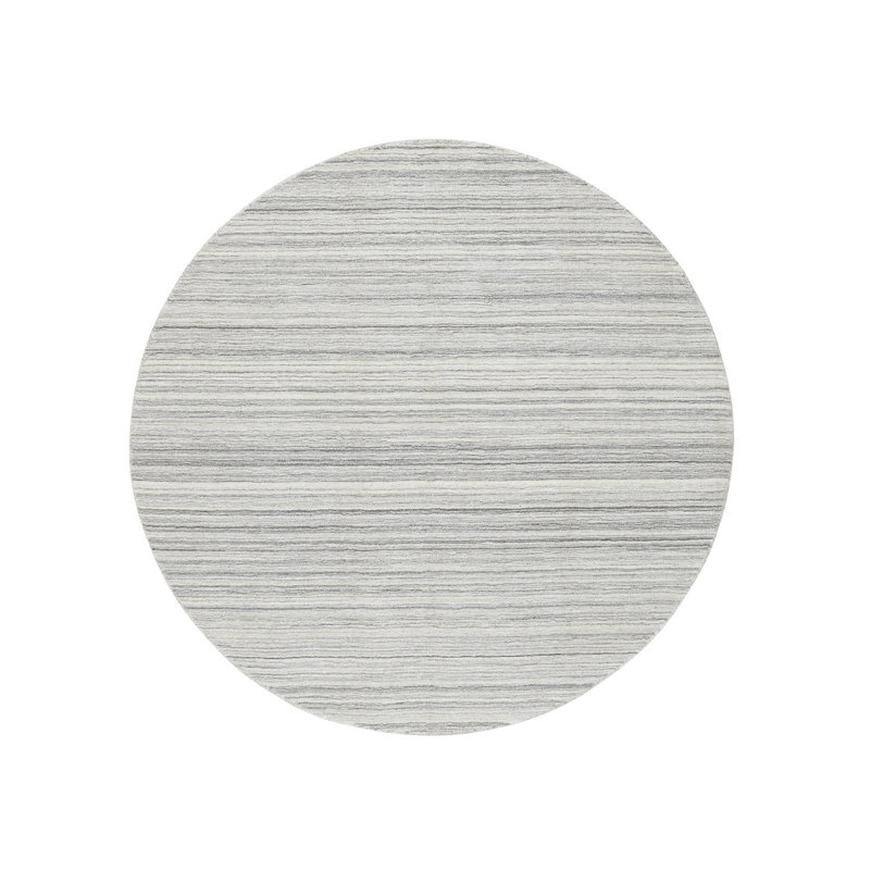 Tapis rond gris en laine naturelle tissé à la main 5 pi 10 po x 5 pi 10 po 381C92A1A37346AEA497B633549B23F7