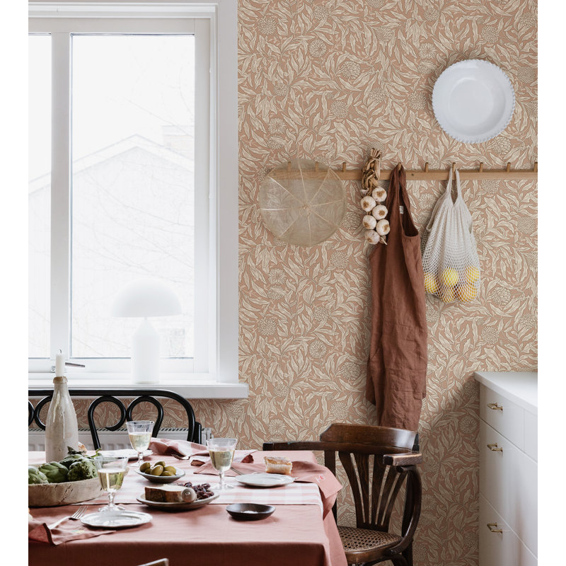 Villa Dalaro 2 Floral Wallpaper Roll, Terracotta