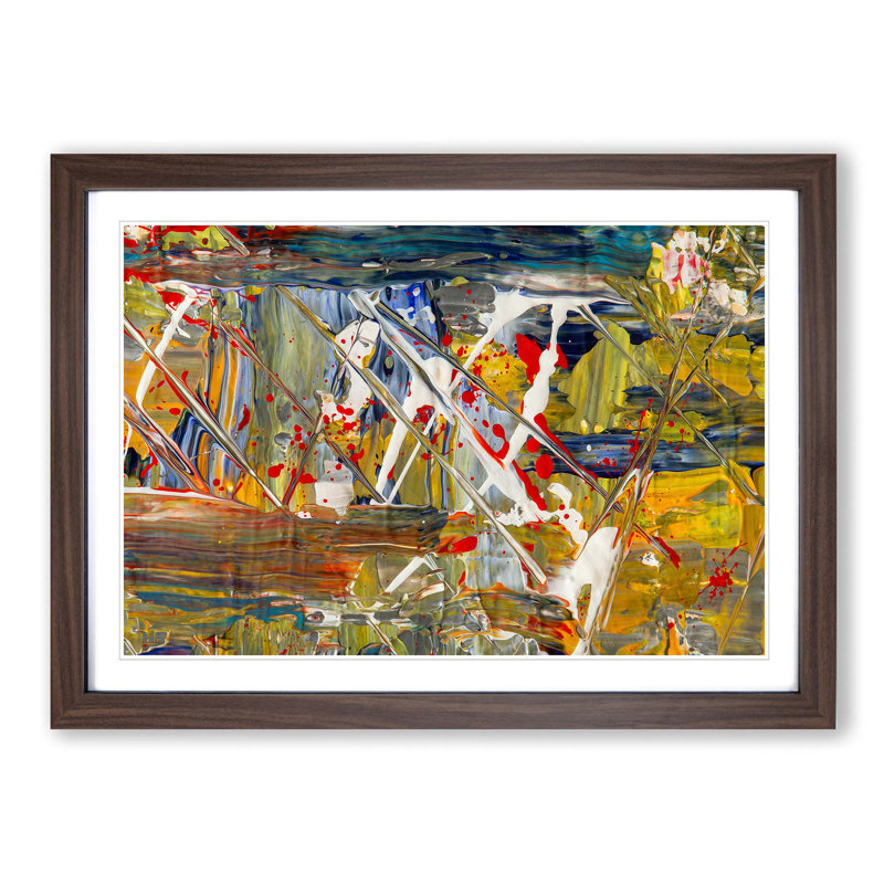 Abstract Art Painting Vol.428 by S.Johnson - Picture Frame Painting Print, Walnut Framed, 27cm H x 36cm W x 2cm D