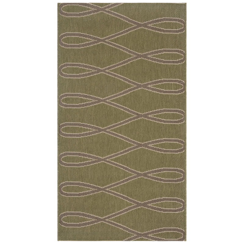 Arneshia Geometric Olive/Brown Indoor/Outdoor Area Rug, Rectangle 2'7" x 5'