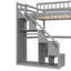 Lit mezzanine double pleine grandeur avec deux tiroirs de rangement, un bureau multifonctionnel et une unité de tiroir à DEL de style chambre à coucher à tiroirs compacts