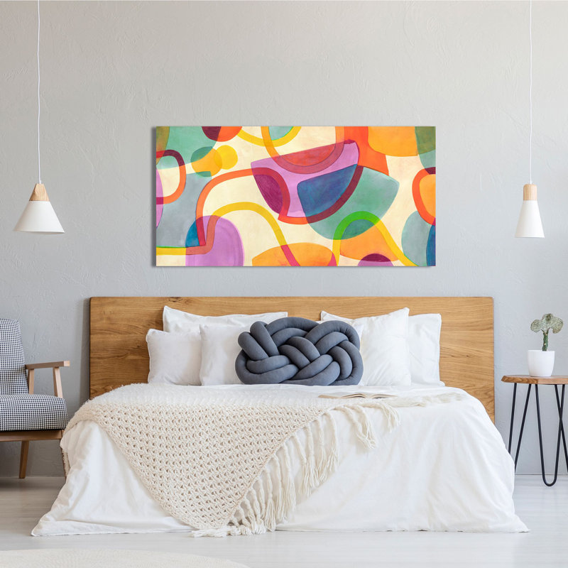Colourful Abstract Painting: Fun Fair by Steve Roja - Wrapped Canvas Painting, 50cm H x 100cm W x 4cm D