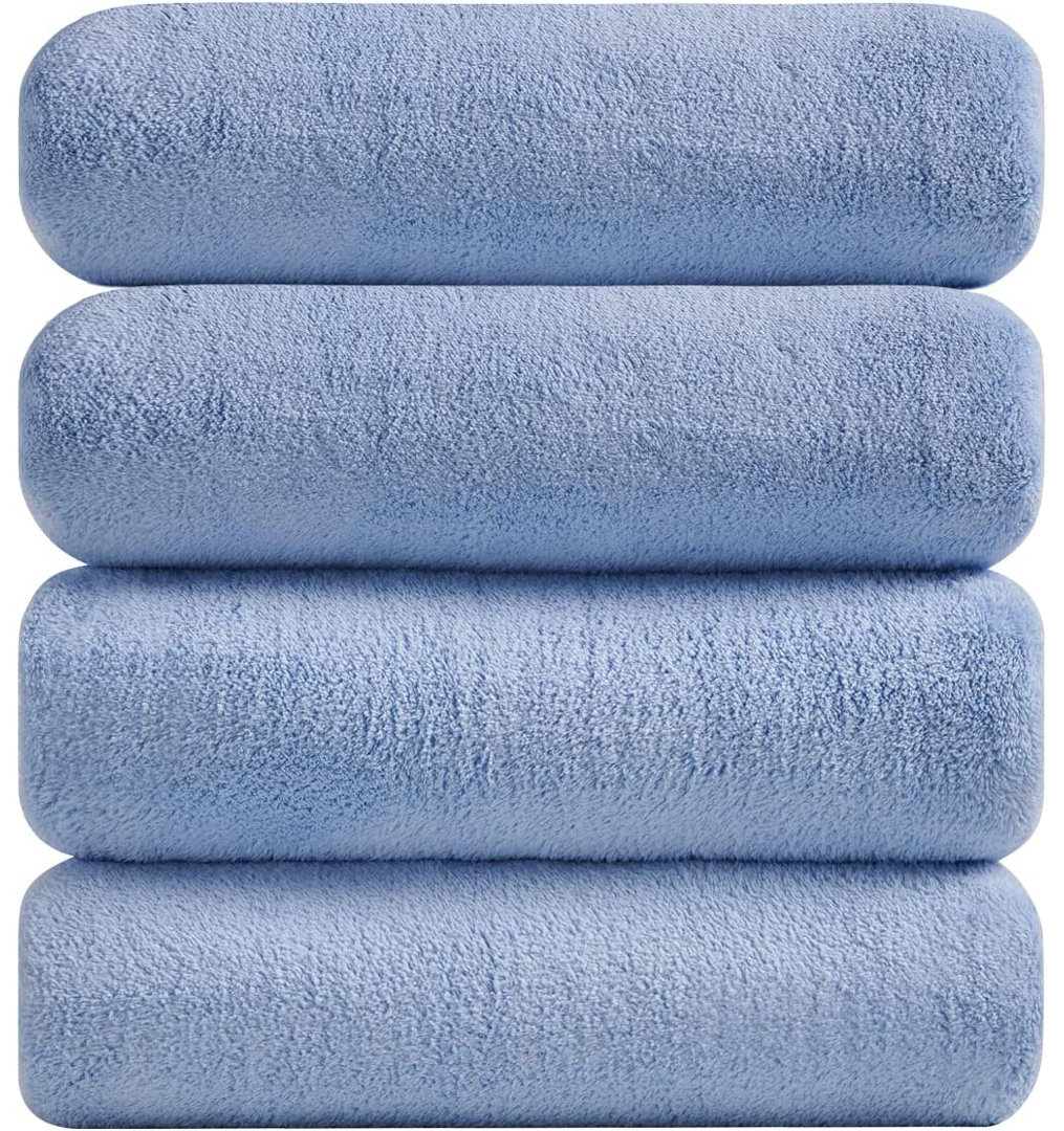 Soft Fluffy Absorbent Quick Dry Thick Large Luxury Microfiber Bath Towel (Set of 4) Latitude Run® 