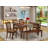 6 Piece Dining Room Furniture Set Contains a Rectangle Kitchen Table and 4 Linen Fabric Dining Chairs with a Bench, Mahogany