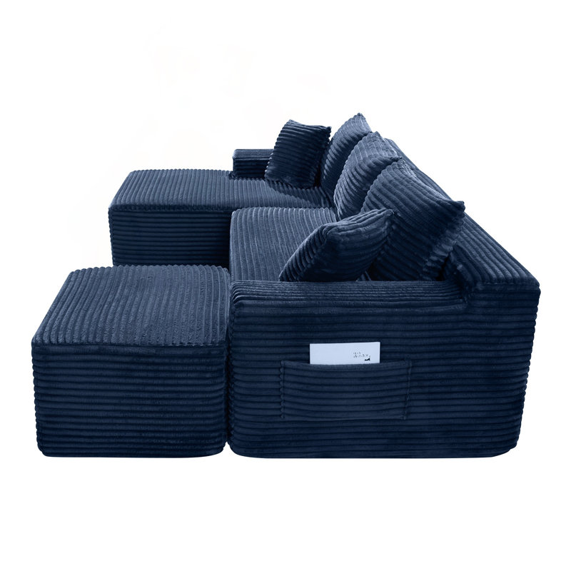 Canapé modulaire en U avec siège profond et sans assemblage, Right Hand Facing, Blue Corduroy