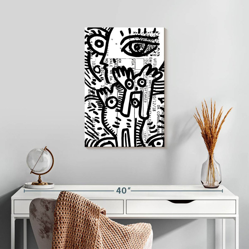 Ashelle graffiti noir et blanc italien, H 24 po x l 16 po