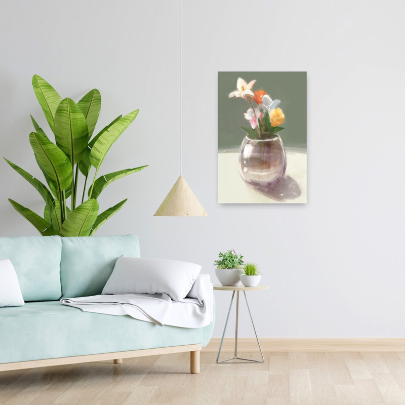 Art contemporain, art floral moderne et minimaliste élégant, H 24 po x l 16 po