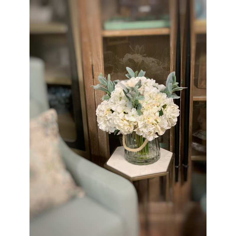 Hydrangea Arrangement in Rope Embellished Vase