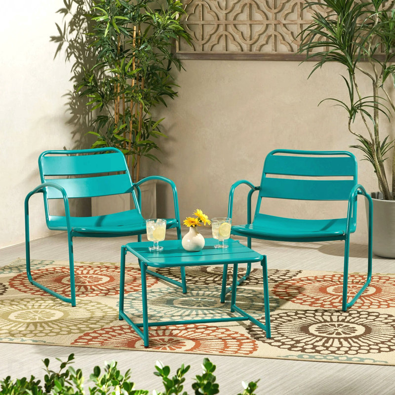 Chat Set Outdoor Patio Furniture, Teal