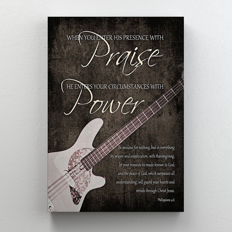 «The Guitare Bass», art textuel sur toile tendue, H 14 po x l 11 po x P 2 po