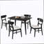 Ensemble de salle à manger 5 pièces de style Mid-Century moderne, structure en bois d'hévéa, une table et 4 chaises rembourrées, noir et beige clair-125804343