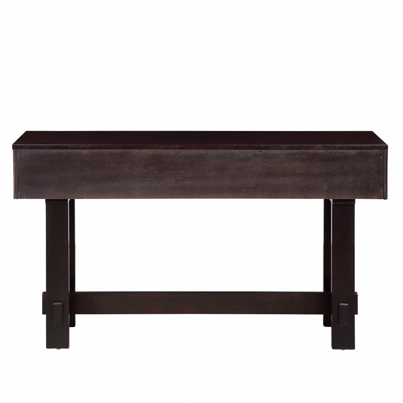 52" Sofa Table With Storage Drawers, Mid Century Farmhouse Fluted Console Table With Solid Wood Legs, Entryway Table