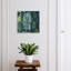 Key cabinet, Opens to the left, 30x30x5, White, Green watercolor leaves on a dark background, 
