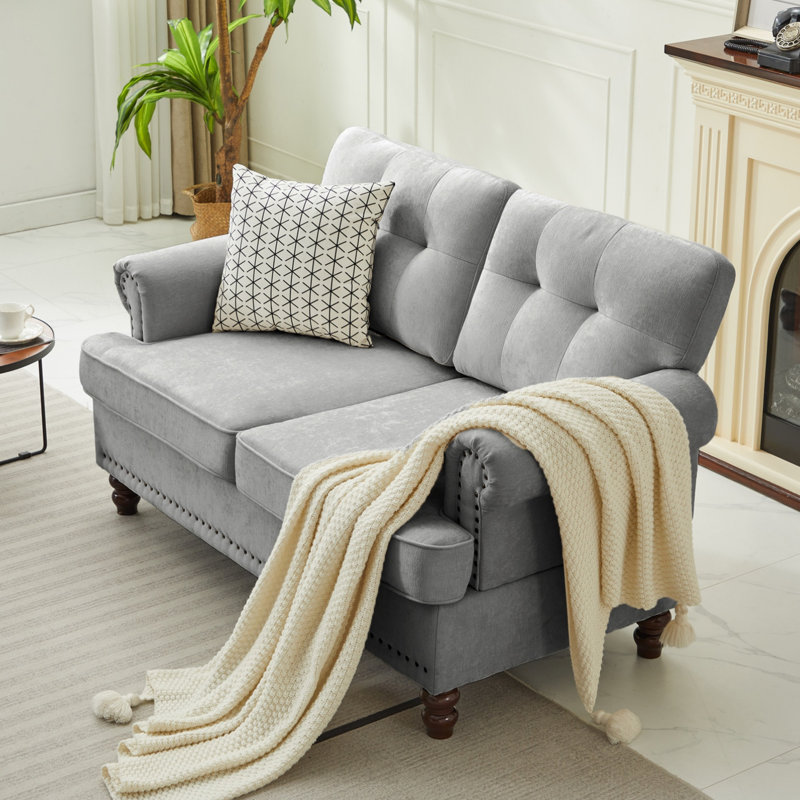 Causeuse rembourrée 55,9 po, Gris