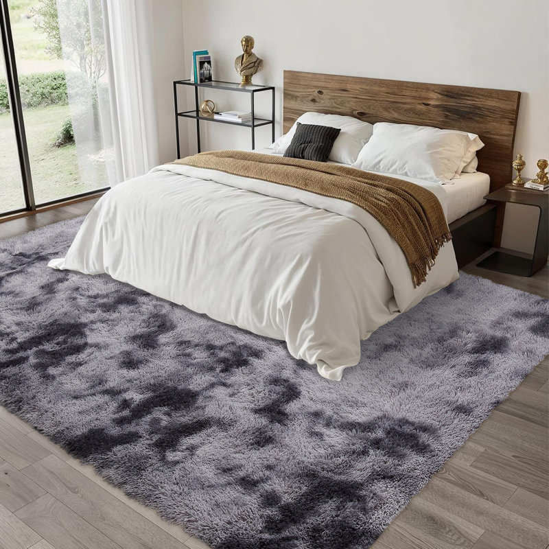 Juwairia Faux Fur Abstract Indoor Rug, Rectangle 9' x 12'
