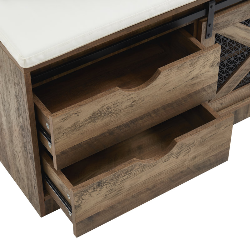 Syndi Hall Tree 40.6'' Wide with Bench and Shoe Storage, Rustic Oak