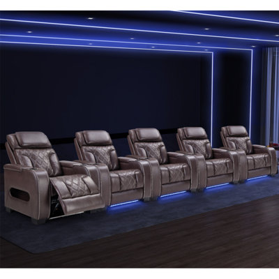 Siège de cinéma inclinable électrique à deux moteurs de 37,4 po de largeur avec appui-tête réglable et éclairage d'ambiance (ensemble de 5)