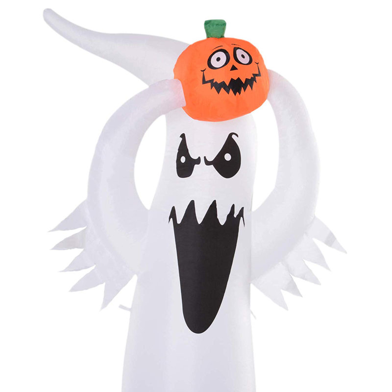HOMCOM 6FT 1.8m LED Halloween Inflatable Decoration Ghost & Pumpkin Party