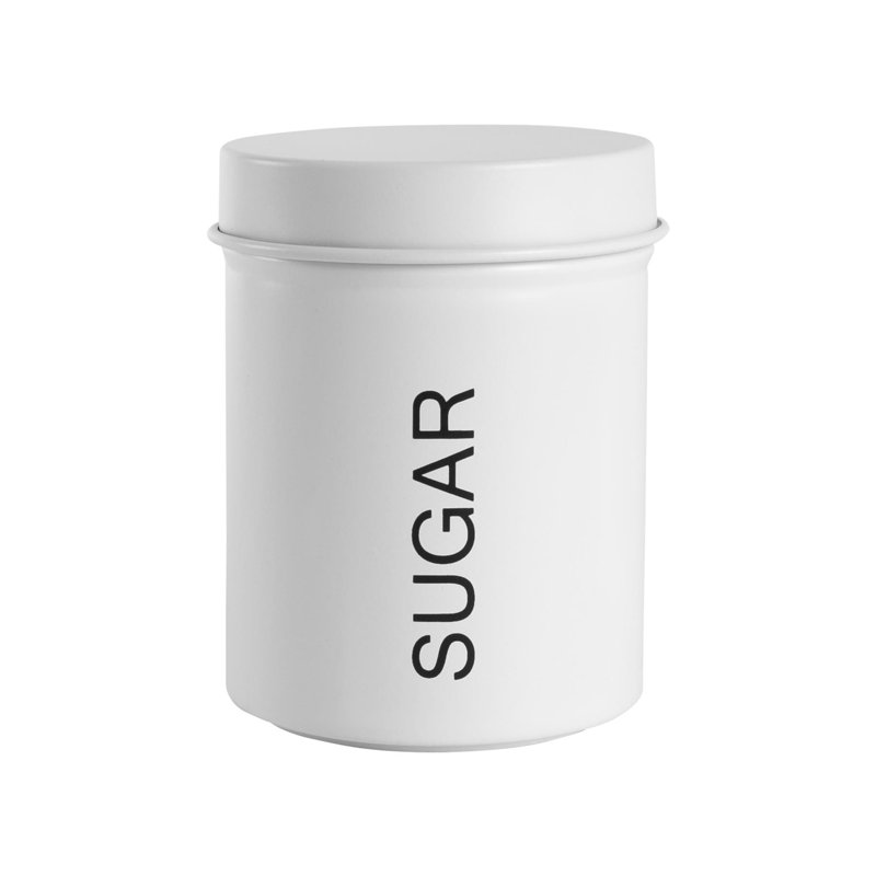 Harbour Housewares - Round Metal Kitchen Sugar Canister, 13cm H x 10cm W x 10cm D, White