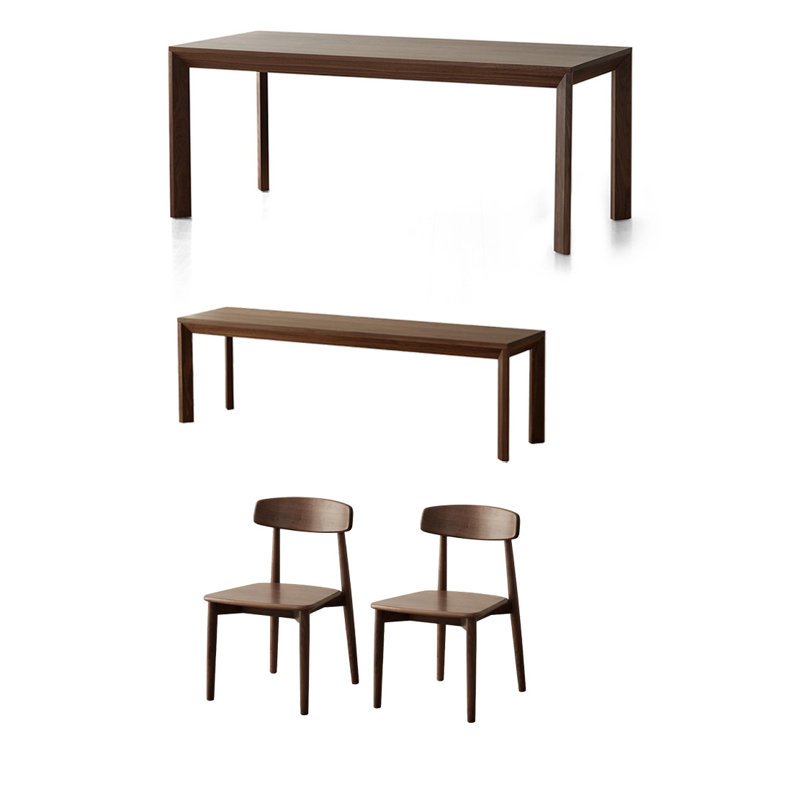 Ensemble de table de salle à manger simple et confortable en bois massif, H 29,52 po x L 62,99 po x l 31,49 po