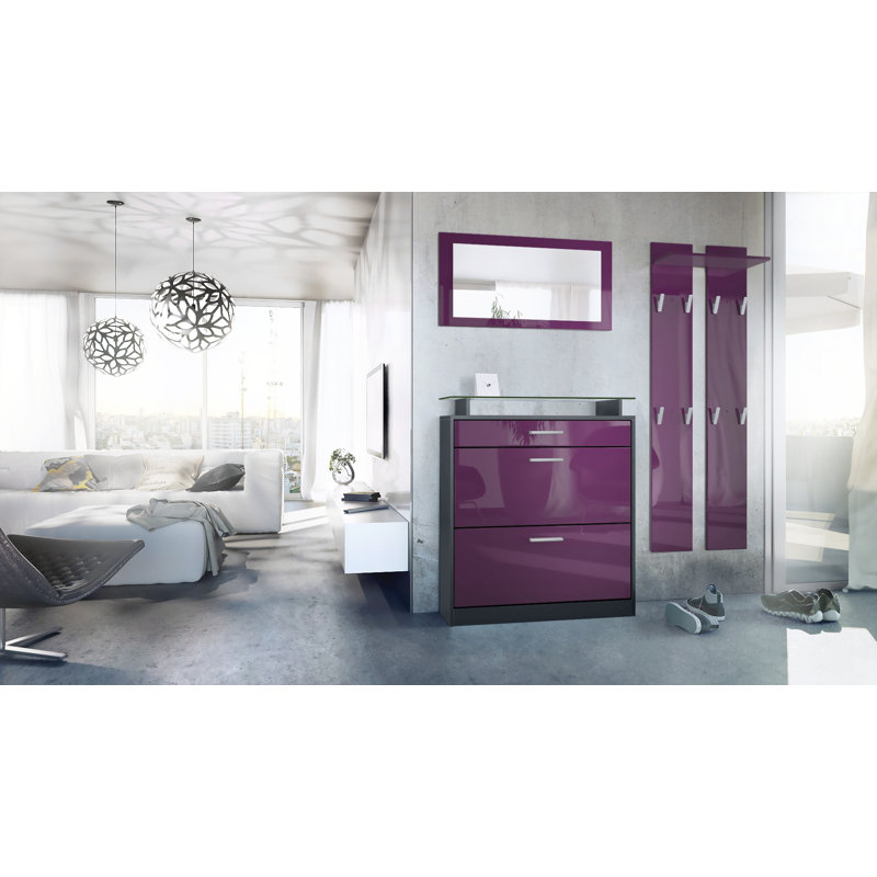 Mcclinton Hall Tree with Shoe Storage, Purple