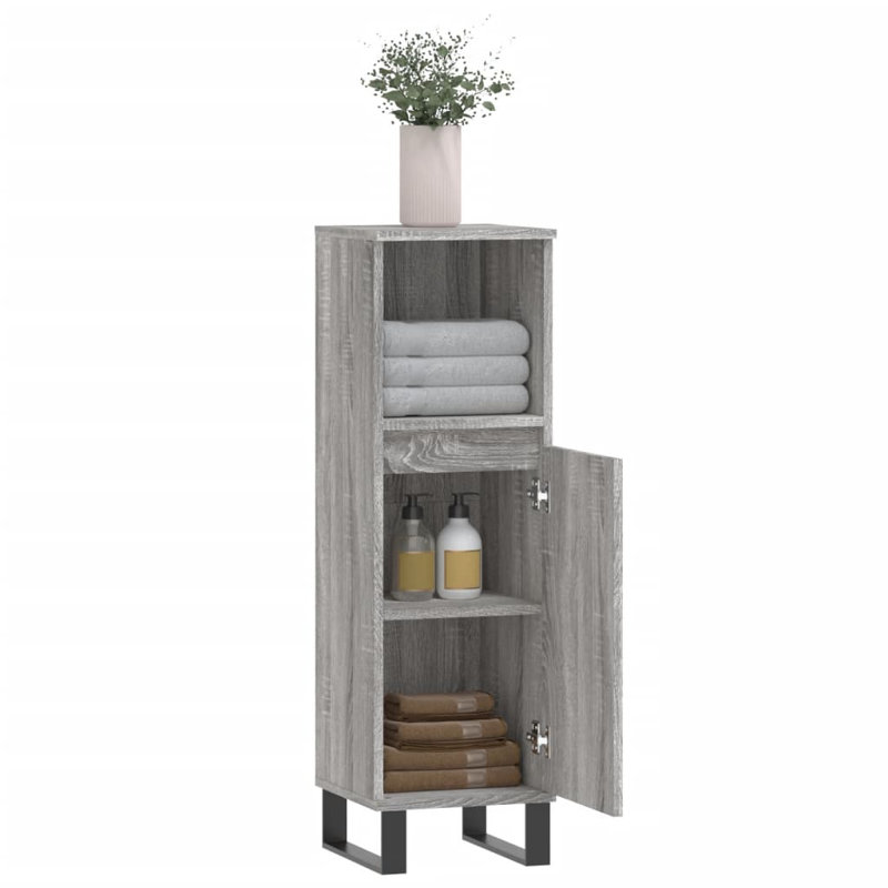 Makisha Floor Mounted Linen Cabinet, Grey Sonoma