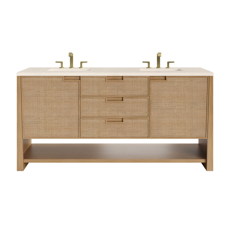 Solene 72'' W Double Vanity, White Zeus Quartz, 8" Centers