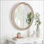 Miroir mural rond rond avec cadre en rotin tissé (23,62 po), miroir décoratif rustique moderne pour salle de bain / meuble-lavabo / salon (conception murale facile)