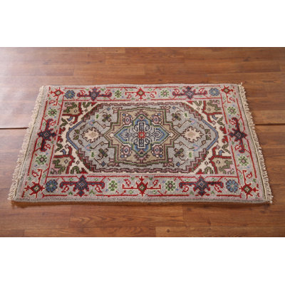 Geometric Traditional  Indian Wool Rug 2x3