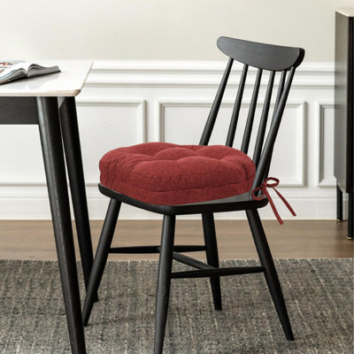 Coussins de chaise Windsor en mousse à mémoire de forme, avec attaches et housse lavable, 43 x 39 x 9 cm, ensemble de 4, rouge