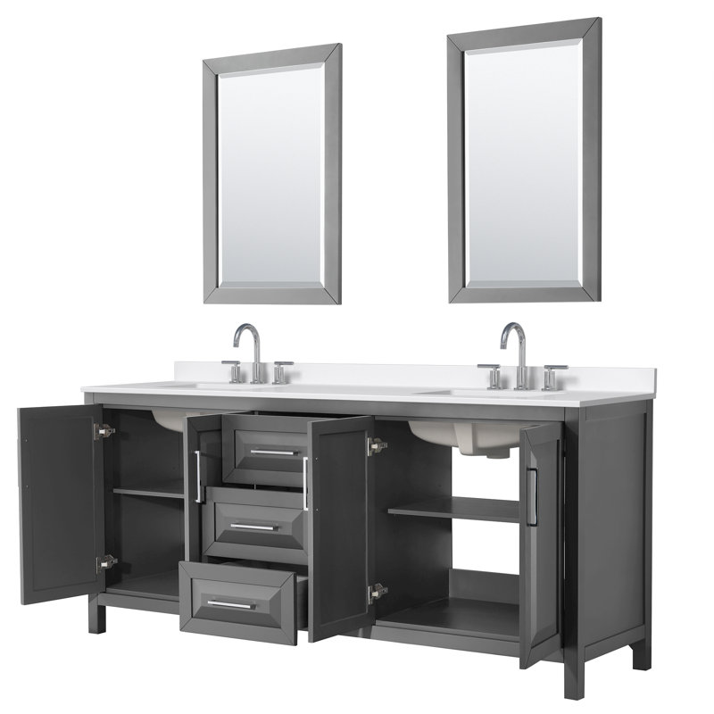 Daria 80'' W Vanity, Polished Chrome, Gray, Giotto Quartz