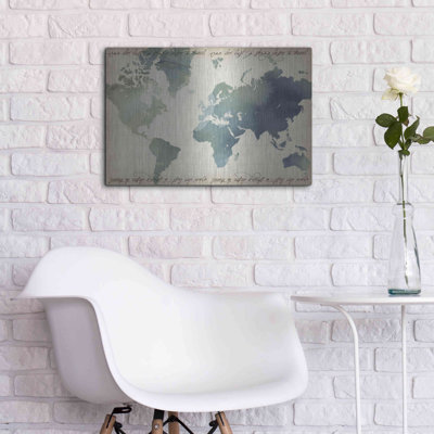 Breakwater Bay «Watercolor World Map» par Grace Popp, art mural en métal