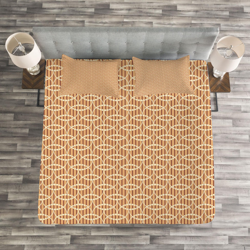 Modern & Contemporary Polyester Geometric Shapes Coverlet, King Coverlet + 2 Shams