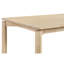 Salle à manger 5 pièces en bois blanchi de style moderne du milieu du siècle, table rectangulaire, chaises rembourrées beige, 4 places assises en bois et tissu.