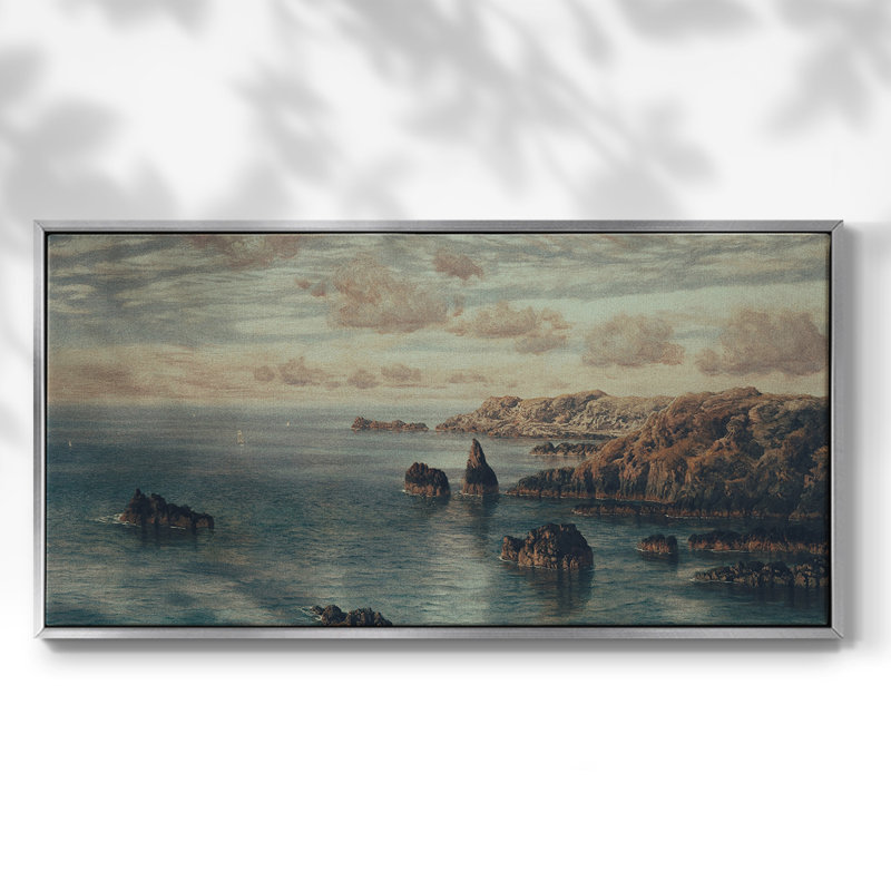 Série paysage - Mxxxv - Toile tendue avec châssis encadré - Prêt à être accroché, H 21 po x l 41 po, Argent argent
