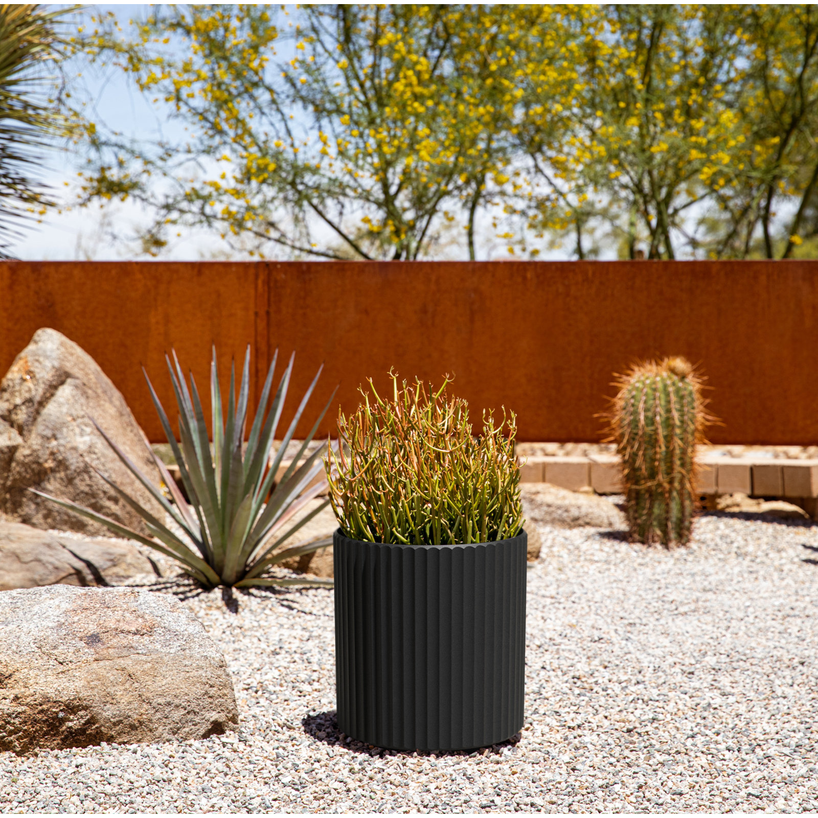 Demi Series 19" Pot Planter, Black, 1, 11.5" H x 10.5" W x 10.5" D