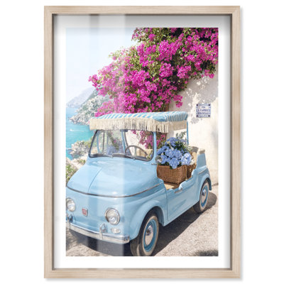 Décoration murale pour salon « Joyeux Capri » avec cadre encadré blond, par Notoriart, 20 x 30 cm