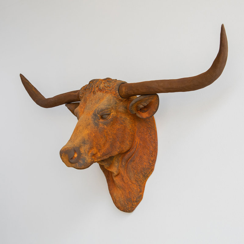Décoration murale tête longhorn texas, Rouille