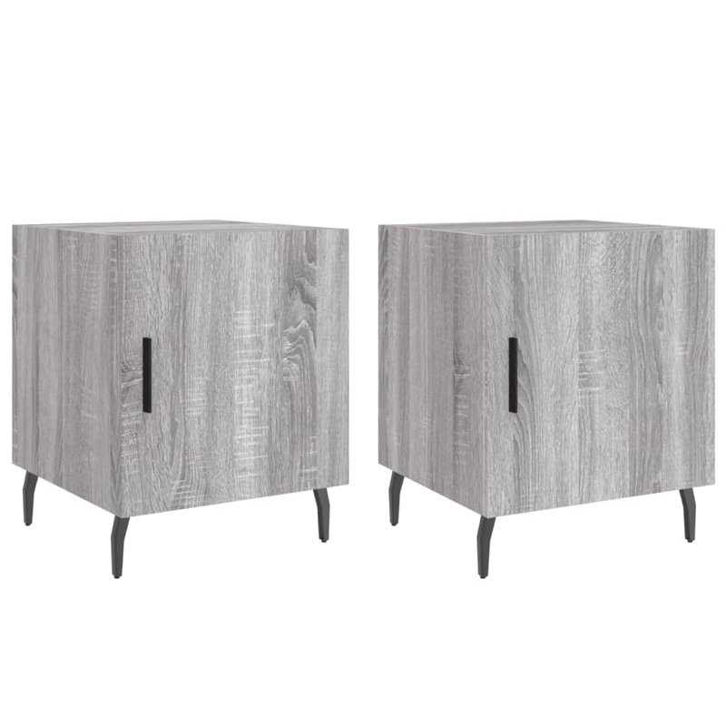 Mearle 40cm W Iron Bedside Table, Grey Sonoma, Set of 2