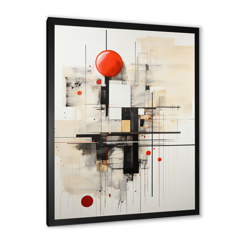 Fher gris rouge minimalisme harmonie de lignes sur toile, H 40 po x l 30 po x P 1,5 po, Cadre photo noir