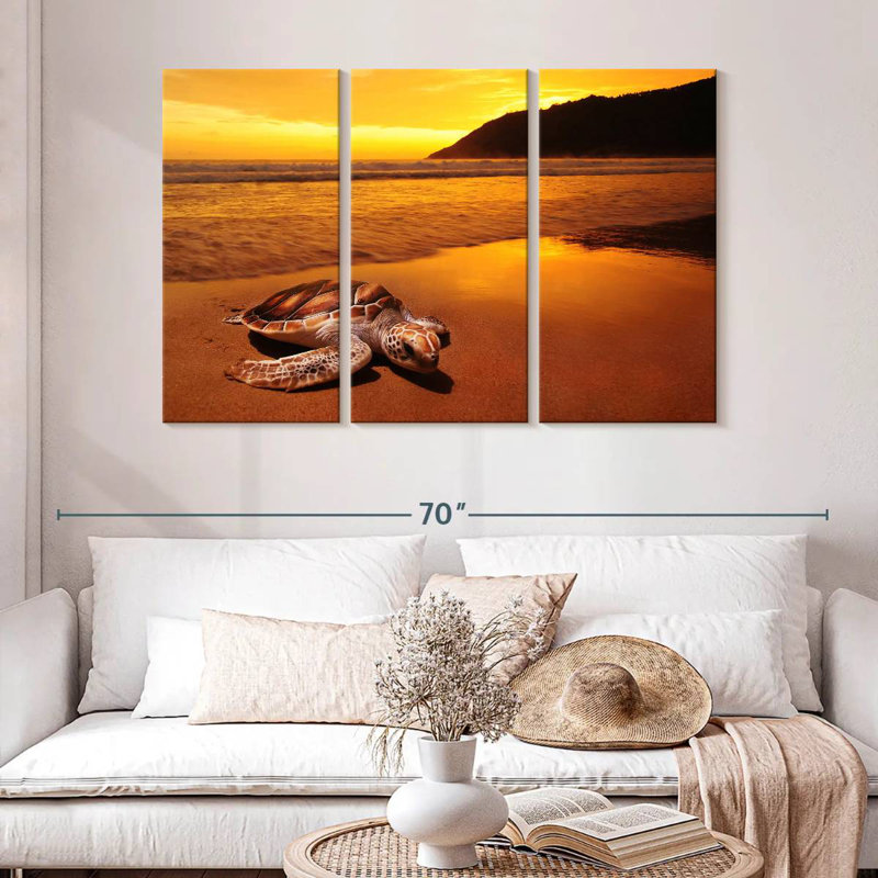 Brampt Turtle On Sunset Beach, 32" H x 50" W