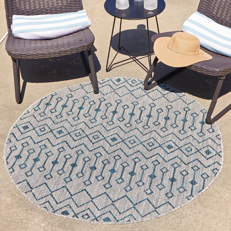 Kailani Geometric Indoor / Outdoor Rug, Round 10'8"